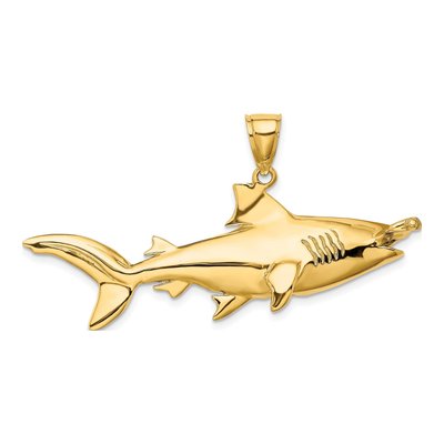 14K Yellow Gold 3-D Hammerhead Shark Charm – view 4