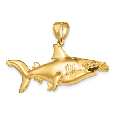 14K Yellow Gold 3-D Hammerhead Shark Charm – view 5