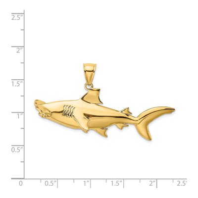 14K Yellow Gold 3-D Hammerhead Shark Charm – view 7