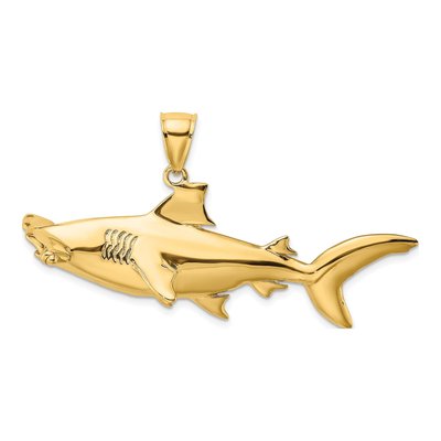 14K Yellow Gold 3-D Hammerhead Shark Charm