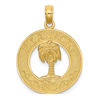 14K Yellow Gold Palm Tree Pendant