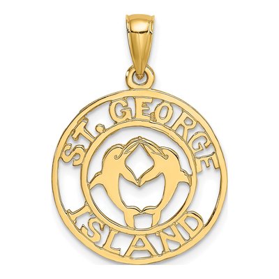 14K Yellow Gold St George Island Dolphins Charm