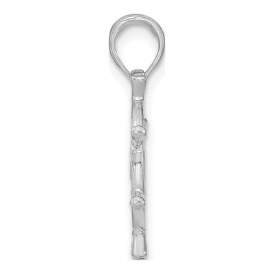 14K White Gold 3-D Ships Wheel Pendant – view 3
