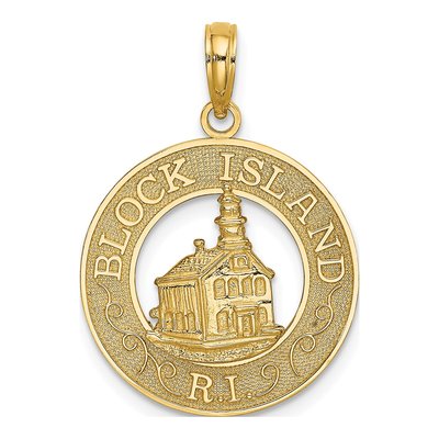 14K Yellow Gold Block Island Lighthouse Charm