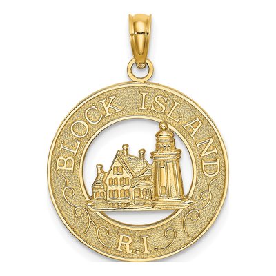 14K Yellow Gold Block Island RI Lighthouse Charm