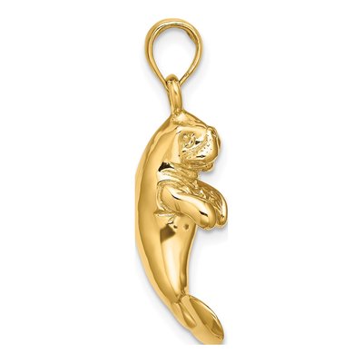 14K Yellow Gold 3D Manatee Pendant – view 3