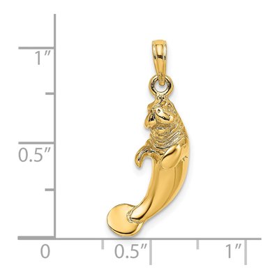 14K Yellow Gold 3D Manatee Pendant – view 4