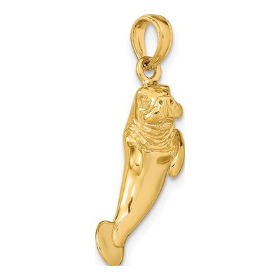 14K Yellow Gold 3D Manatee Pendant – view 6