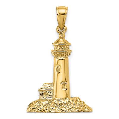 14K Yellow Gold Lighthouse Pendant