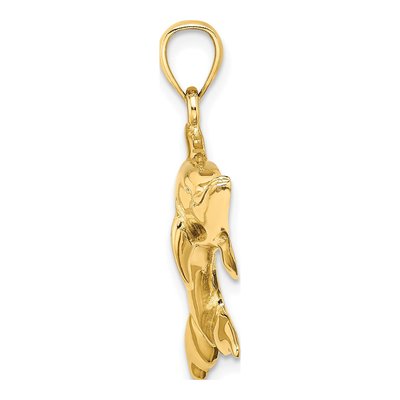 14K Yellow Gold Swimming Dolphin Charm – view 3