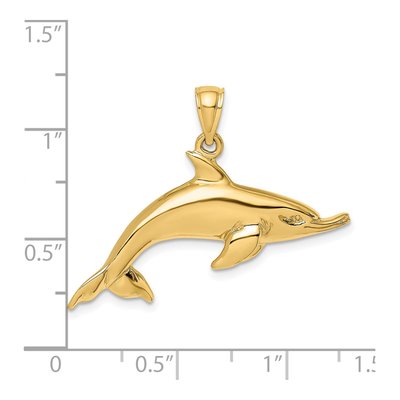 14K Yellow Gold Swimming Dolphin Charm – view 4