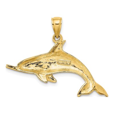 14K Yellow Gold Swimming Dolphin Charm – view 5