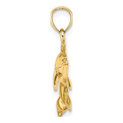14K Yellow Gold Swimming Dolphin Pendant – view 3