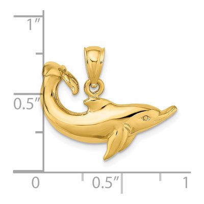 14K Yellow Gold Dolphin Pendant – view 4