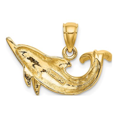 14K Yellow Gold Dolphin Pendant – view 5