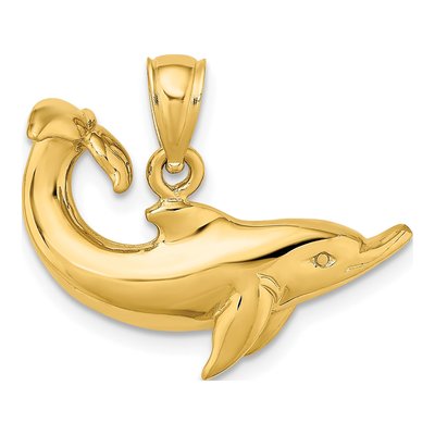14K Yellow Gold Dolphin Pendant