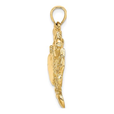 14K Yellow Gold Large Blue Crab Pendant – view 3