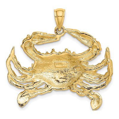 14K Yellow Gold Large Blue Crab Pendant – view 4