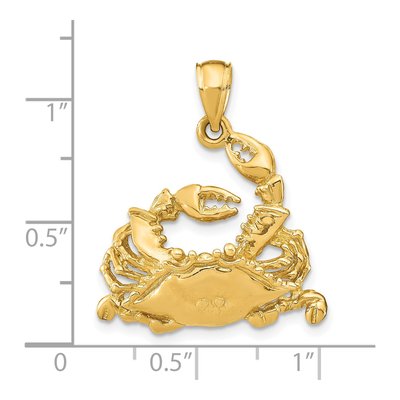 14K Yellow Gold Blue Crab Charm – view 3