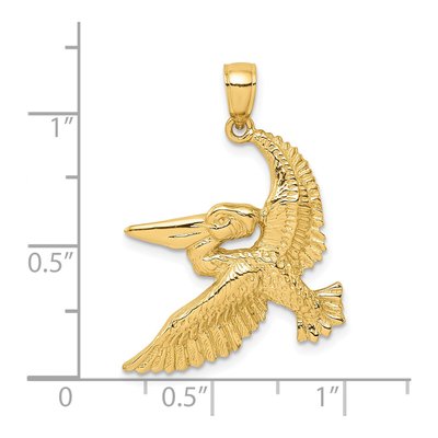 14K Yellow Gold Flying Pelican Charm – view 4