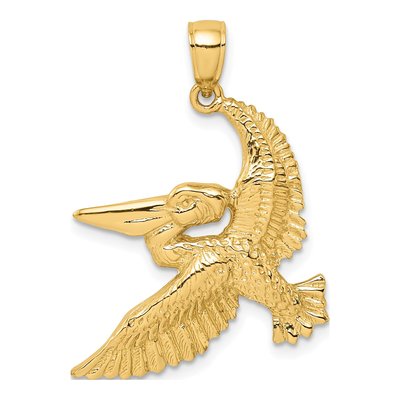 14K Yellow Gold Flying Pelican Charm