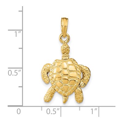 14K Yellow Gold 3-D Sea Turtle Charm – view 4