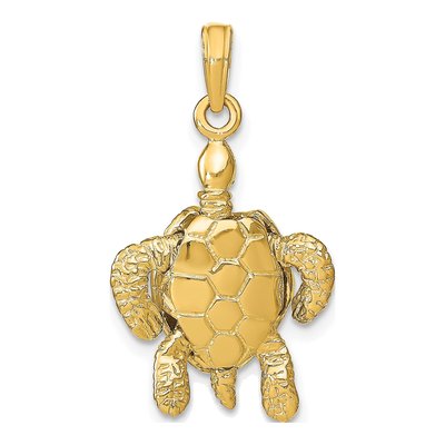 14K Yellow Gold 3-D Sea Turtle Charm – view 5