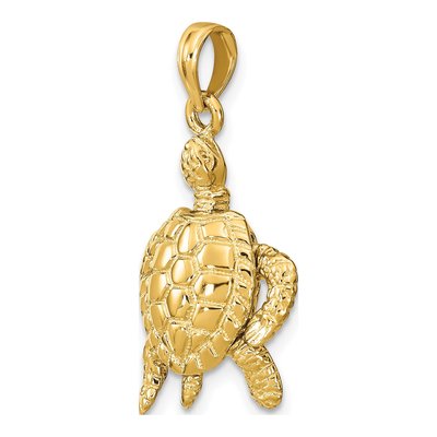 14K Yellow Gold 3-D Sea Turtle Charm – view 6