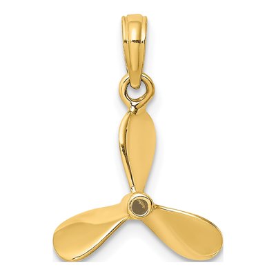 14K Yellow Gold 3D Propeller Pendant