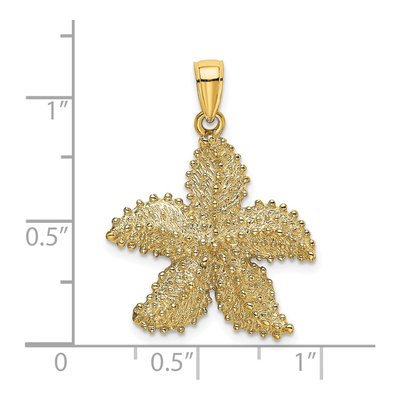 14K Yellow Gold Textured Starfish Charm – view 4