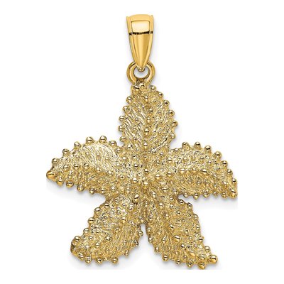 14K Yellow Gold Textured Starfish Charm