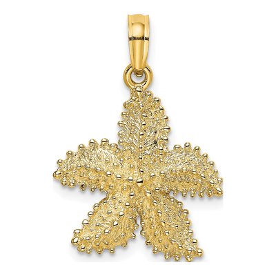 14K Yellow Gold Textured Starfish Pendant