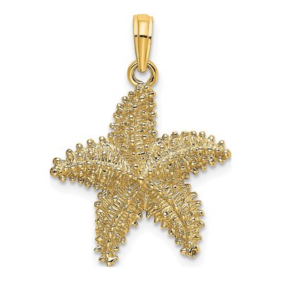14K Yellow Gold Textured Starfish Pendant
