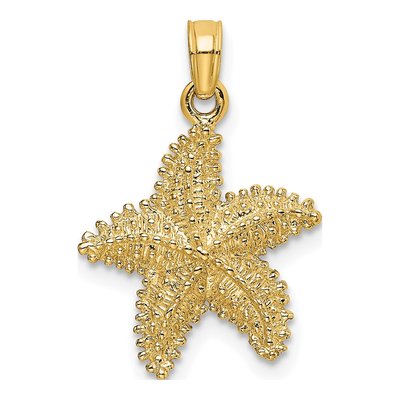 14K Yellow Gold Beaded Starfish Pendant