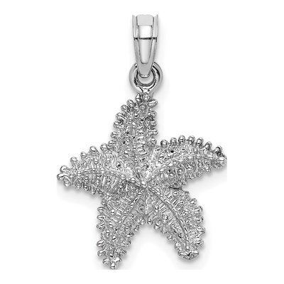 14K White Gold Beaded Starfish Pendant