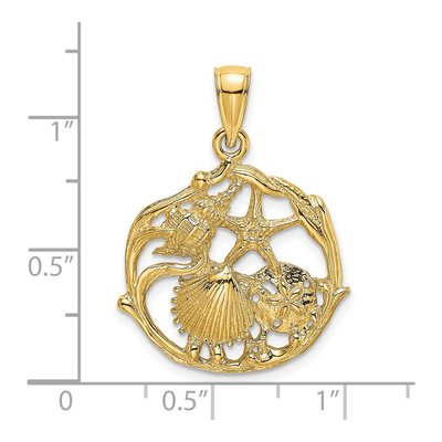14K Yellow Gold Shell Cluster Circle Charm – view 4