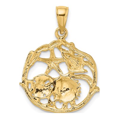 14K Yellow Gold Shell Cluster Circle Charm – view 5