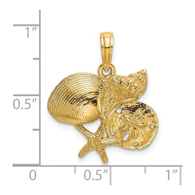 14K Yellow Gold Shell Starfish Cluster Charm – view 4