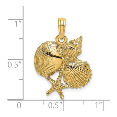 14K Yellow Gold Textured Shell Starfish Charm – view 4