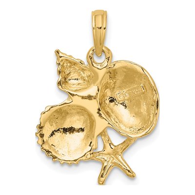 14K Yellow Gold Textured Shell Starfish Charm – view 5