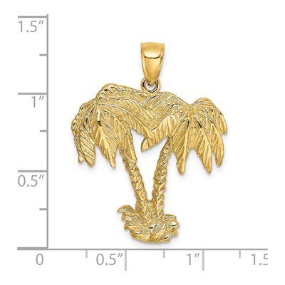 14K Yellow Gold 2-D Double Palm Tree Pendant – view 4