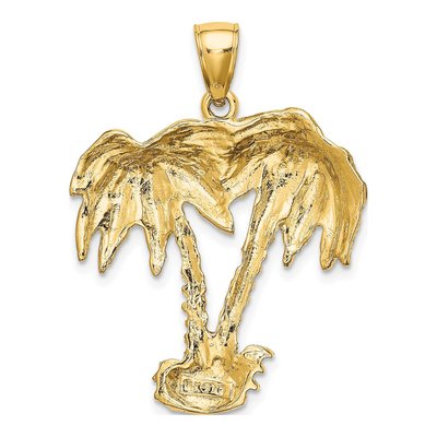 14K Yellow Gold 2-D Double Palm Tree Pendant – view 5