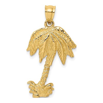 14K Yellow Gold Palm Tree Pendant