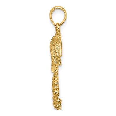 14K Yellow Gold Textured Palm Tree Pendant – view 3