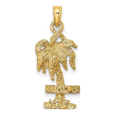 14K Yellow Gold Palm Tree Charm