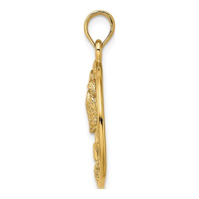 14K Yellow Gold Palm Tree Round Pendant – view 3