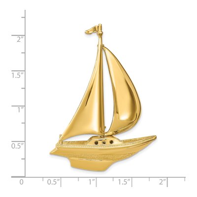 14K Yellow Gold 3-D Sailboat Omega Slide Pendant – view 4