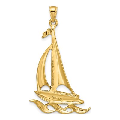 14K Yellow Gold Sailboat Pendant – view 4