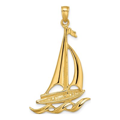 14K Yellow Gold Sailboat Pendant