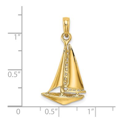 14K Yellow Gold 3D Sailboat Charm Pendant – view 4